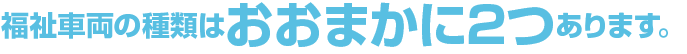 福祉車両の種類はおおまかに2つあります。